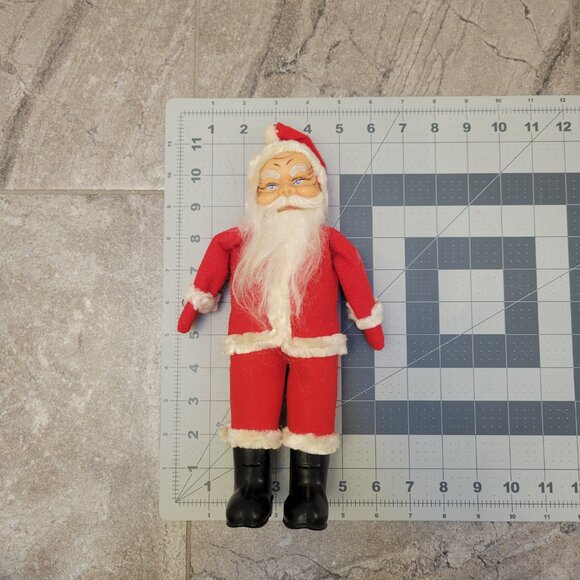 Vintage Rubber Face Santa Made In Japan Black Boots 11” Felt - Picture 4 of 4